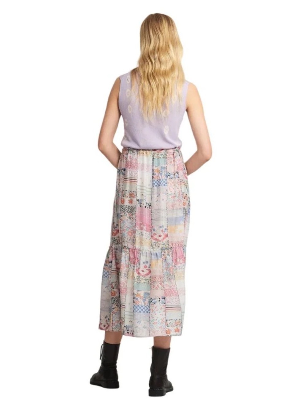 Raquel Allegra Allegra Garden Diary Patchwork Print Midi Skirt - Picture 2 of 13